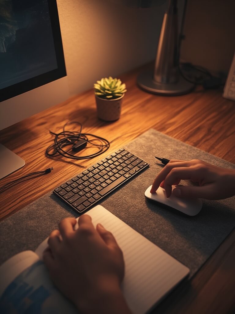 Cozy desk setup illustration 2