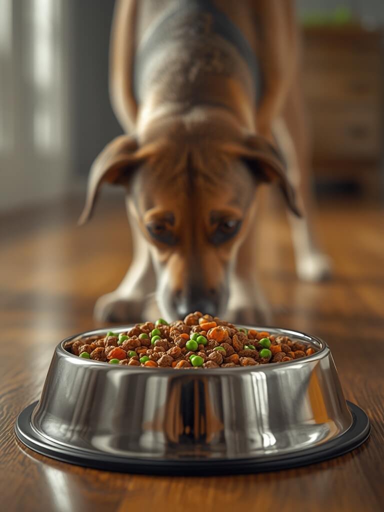 adult dog food healthy kibble in bowl