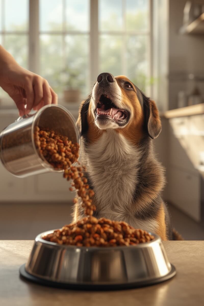 beef dogfood fresh in bowl with natural ingredients