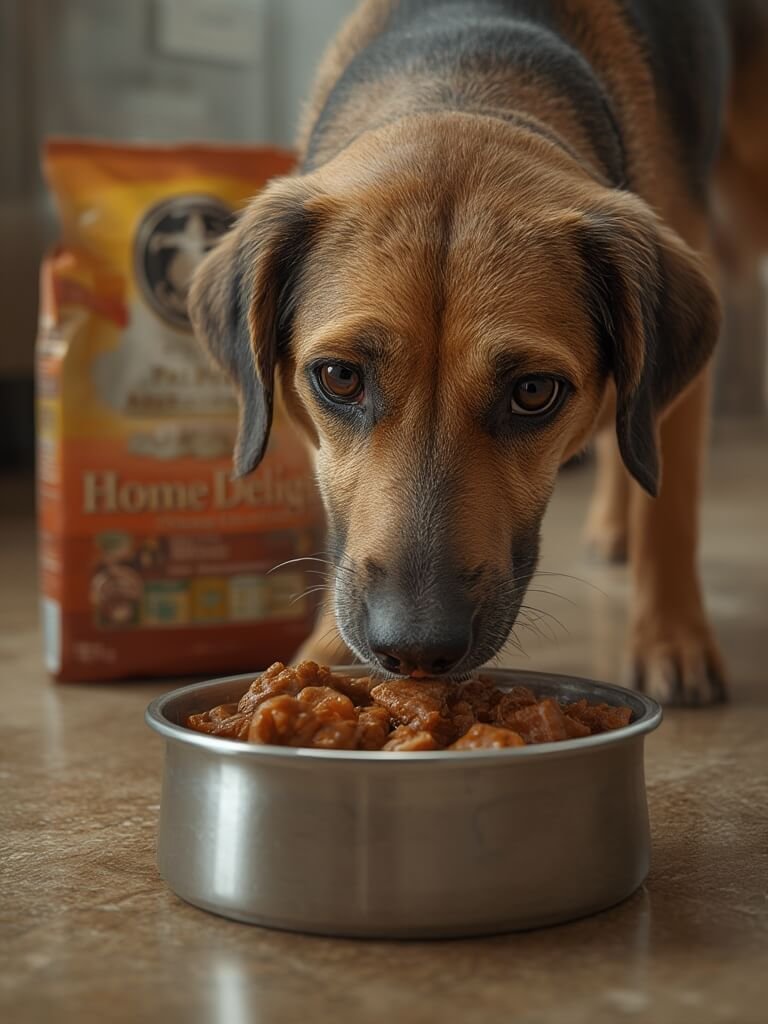 wet dog Cesar Home Delights tray in use