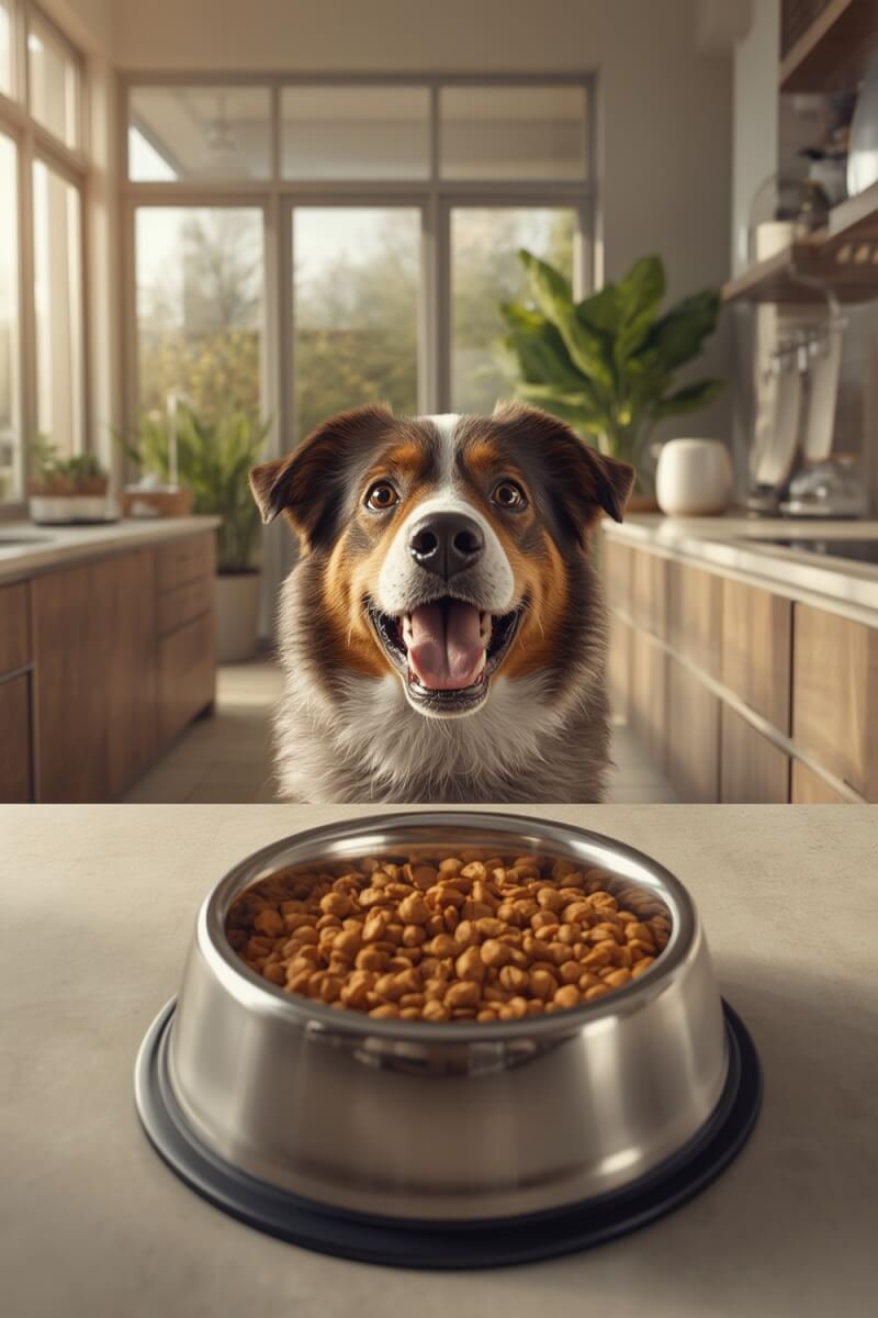 dog food - dry kibble in use