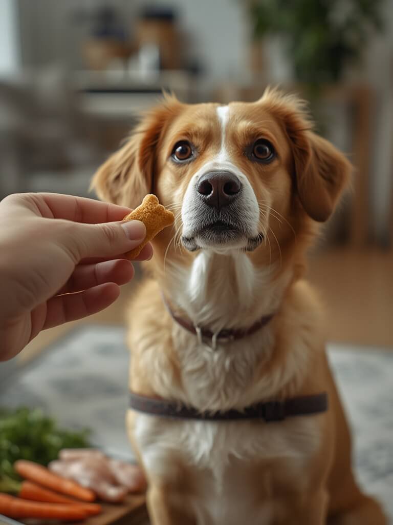 dog training with chicken treats