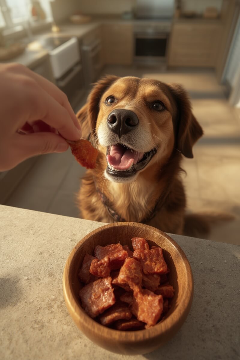 Amazon Brand - Solimo Duck Jerky Dog Treats close up