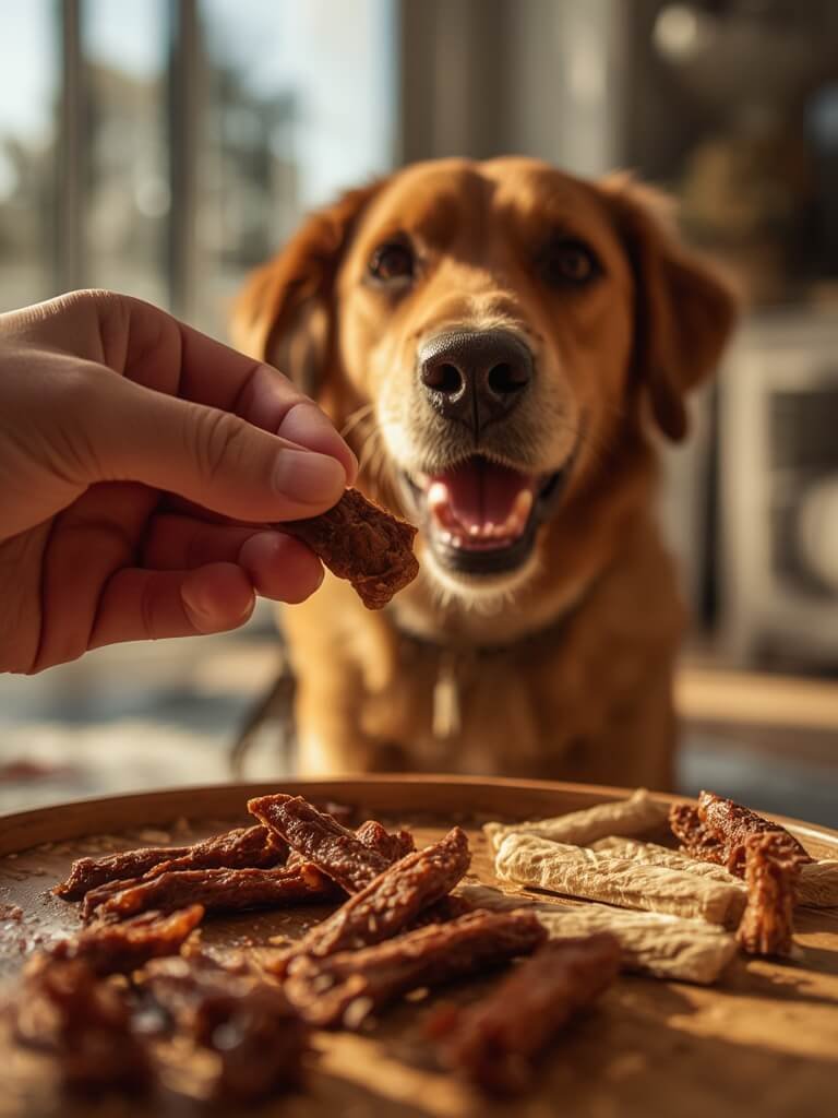 human grade dog snacks in kitchen