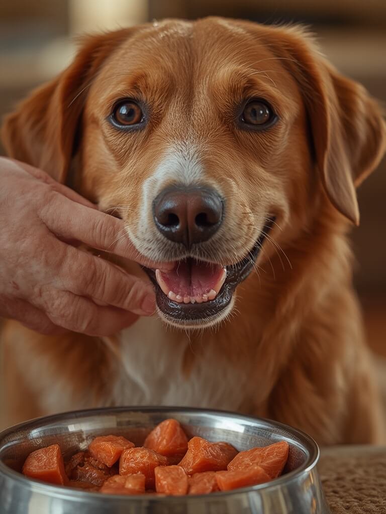 salmon dog food sensitive stomach - kibble in bowl