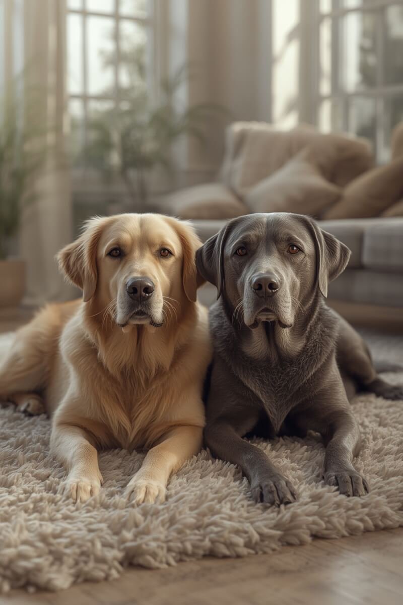 senior dogs enjoying high quality wet dog food