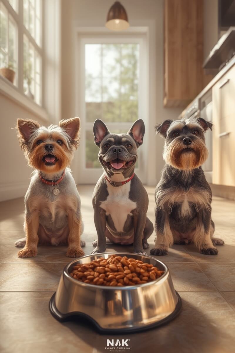 small dogs with Purina Pro Plan dry dog kibble