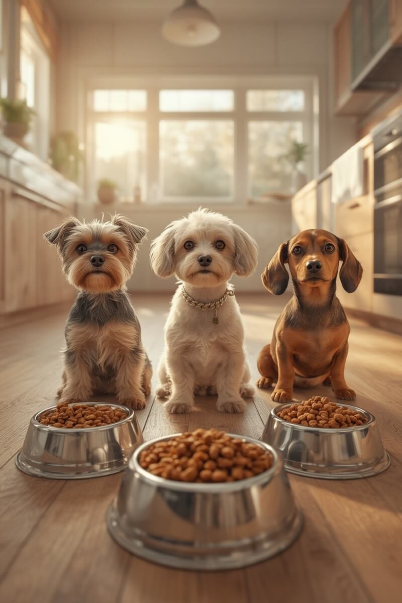 small dogs enjoying premium nutrition