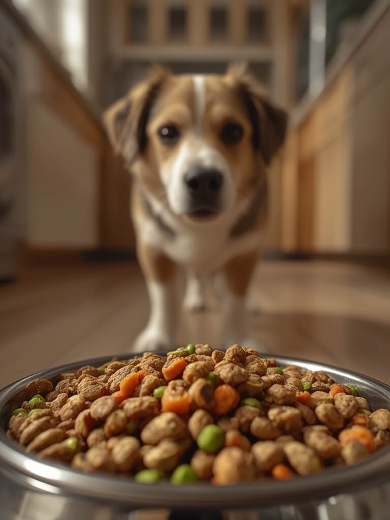 Close-up of small kibble size ideal for senior dogs with dental issues