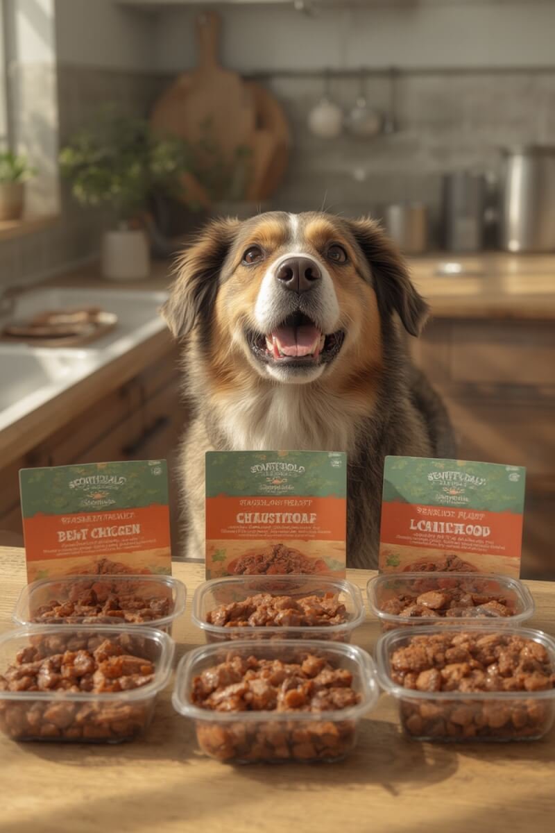 wet dogfood Purina Beneful review with open tub on kitchen counter